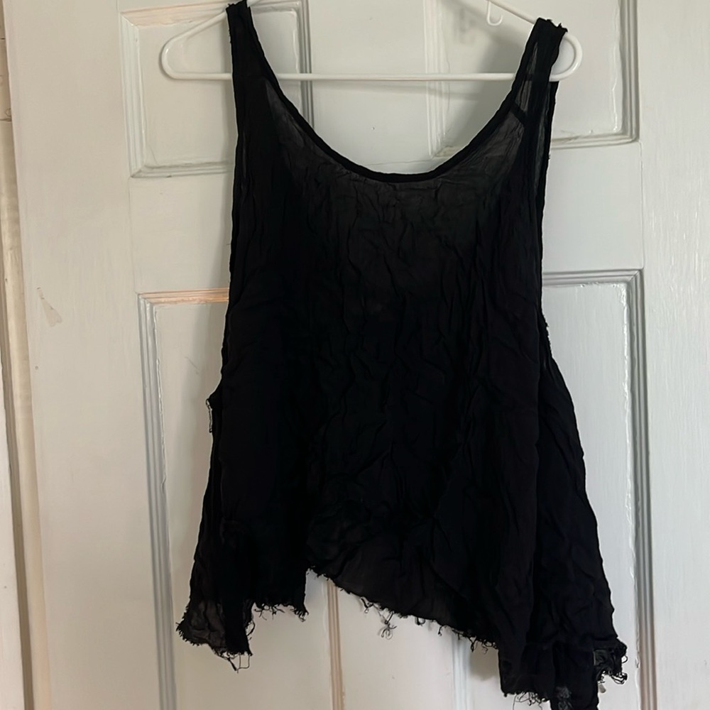 Intimately Free People black flowy tank top with distressed bottom. Size M.